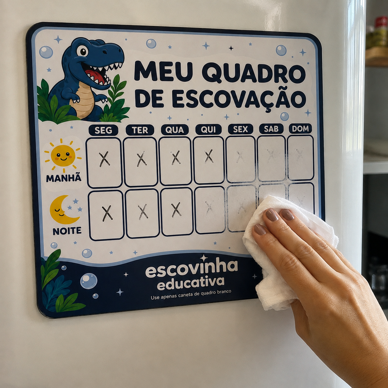 Quadro sendo apagado com um paninho